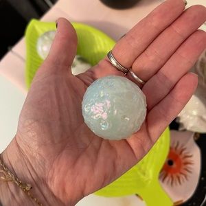 Aura opalite moon sphere carving